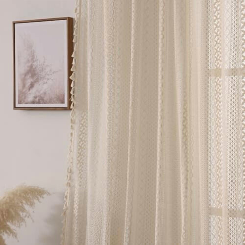 Rideaux vintage transparents style ferme, lot de 2, à œillets 2