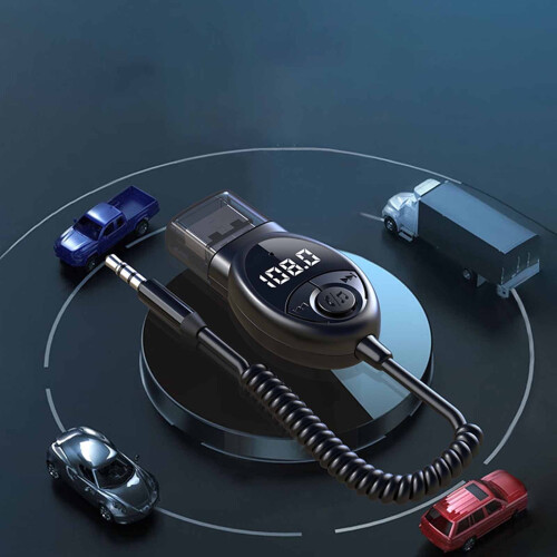 Car FM transmitter with Bluetooth and voltmeter