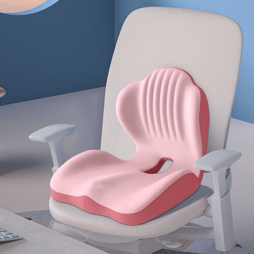 Car Seat Cushion with Back Support Memory Foam L-Shaped Pink 1