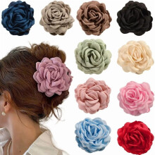 Rose Flower Hair Claw Clips Cotton Medium 16 Colors