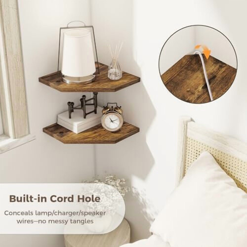 Corner Shelves Brown 2-Pack for Bathroom Kitchen 2