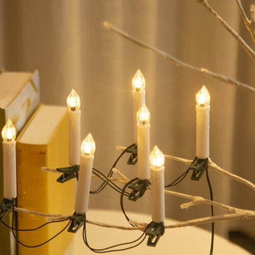 Bougies LED blanc chaud avec pinces (10 pièces)