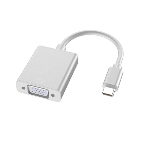 Cable adaptador USB-C a VGA plateado