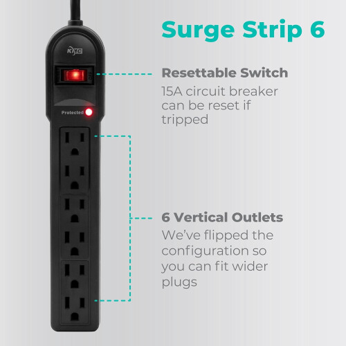 Surge Protector Power Strip Black 2-Pack 900J 4-Foot 1