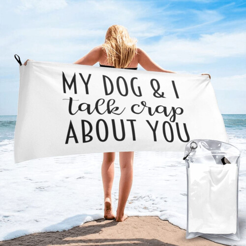 Πετσέτα θαλάσσης Dog & I Talk About You από μικροΐνες 30x60 εκ.