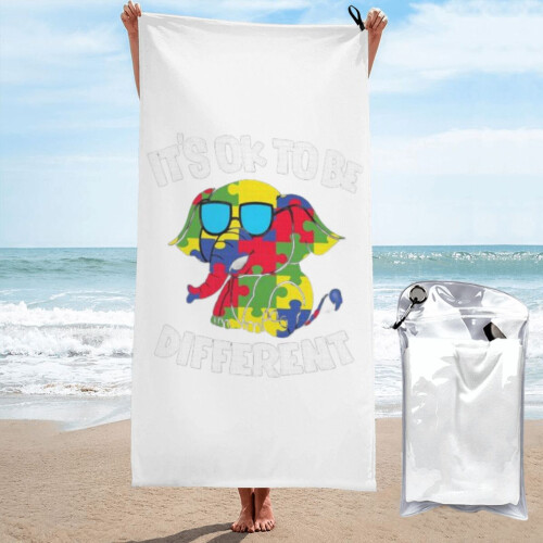 Toalha de praia de microfibra com estampa de girafa e tema autismo, 76 x 152 cm (30 x 60 polegadas).