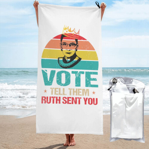 Toalha de praia de microfibra com citação feminista sobre o útero, 76 x 152 cm (30 x 60 polegadas).