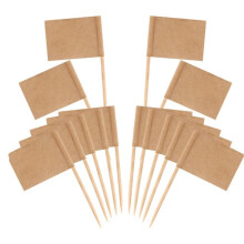 100 Stuks Blanco Tandenstoker Vlaggen Mini Voedsel-Bruin