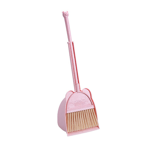 Children Small Broom and Dustpan Set Learning Sweeping-Pink