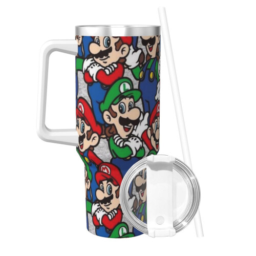 Ποτήρι Mario από ανοξείδωτο ατσάλι 40oz με λαβή και καλαμάκι 1