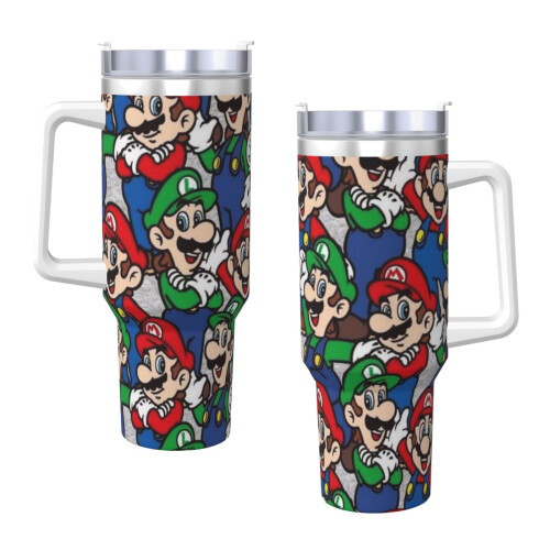 Ποτήρι Mario από ανοξείδωτο ατσάλι 40oz με λαβή και καλαμάκι 2