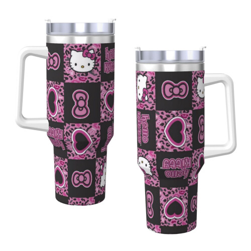 Εξατομικευμένο ποτήρι Hello Kitty 40oz από ανοξείδωτο ατσάλι με 2