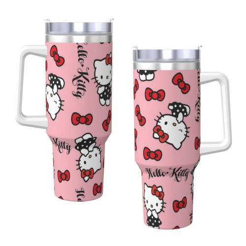 Εξατομικευμένο ποτήρι Hello Kitty 40oz από ανοξείδωτο ατσάλι με 2