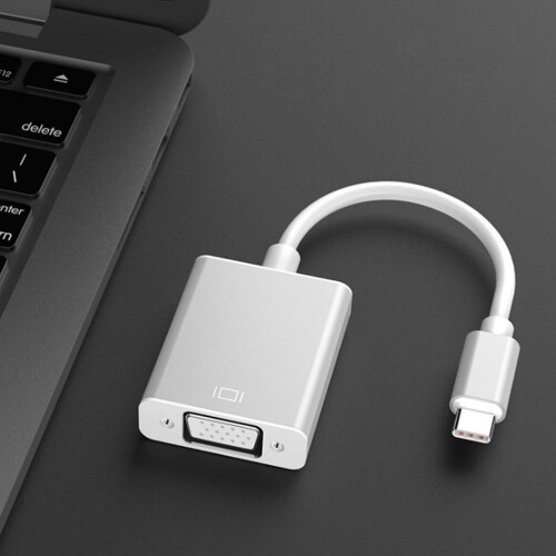 Cable adaptador USB-C a VGA plateado 1