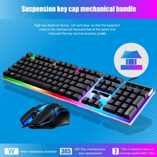 RGB gaming keyboard and mouse combo USB wired mechanical