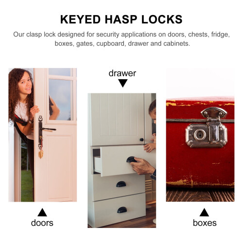 Stainless Steel Keyed Hasp Lock 2 pcs 2
