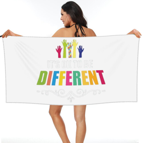 Toalha de praia de microfibra com estampa de girafa, símbolo da conscientização sobre o autismo, 76 x 152 cm (30 x 60 polegadas). 1