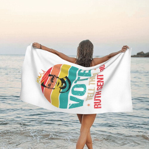 Toalha de praia de microfibra com citação feminista sobre o útero, 76 x 152 cm (30 x 60 polegadas). 2