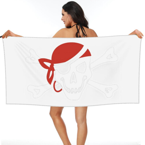 Toalha de praia de microfibra com estampa de caveira de pirata, 76 x 152 cm (30 x 60 polegadas). 1