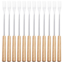 Chocolate Fondue Forks Wooden Stainless Steel 12 Pcs