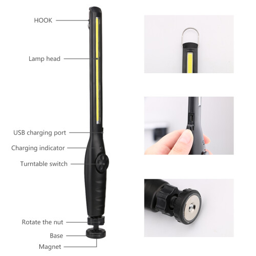 COB LED work light USB rechargeable portable lamp 1