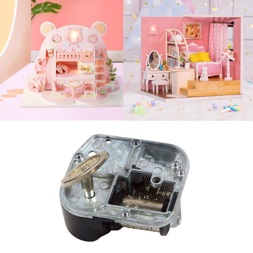 8 Tones Music Box Movement Mechanical Clockwork DIY-Black 2