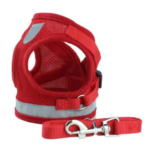 Harnais réfléchissant ajustable pour chien avec laisse, anti-traction et anti-étranglement, gilet en maille respirante pour la promenade, rouge XL