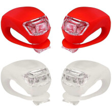 (2pcs White and 2pcs Red) Silicone LED Bike Light Set Front Rear Headlight Taillight Mountain Bike