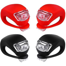 (2pcs Red and 2pcs Black) Silicone LED Bike Light Set Front Rear Headlight Taillight Mountain Bike