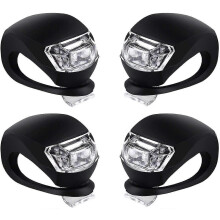 (4pcs Black) Silicone LED Bike Light Set Front Rear Headlight Taillight Mountain Bike