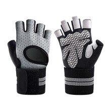 (Grey, XL) Kaesi 1 Pair Allergy Free Shock-Absorbing Wear-Resistant Silicone Slip-Proof Riding Gloves