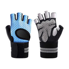 (Blue, S) Kaesi 1 Pair Allergy Free Shock-Absorbing Wear-Resistant Silicone Slip-Proof Riding Gloves