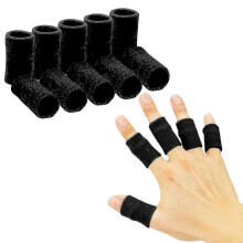 (black) 10-Pack Finger Sleeves Thumb Splint Elastic Tape Compression Protector Pain Relief