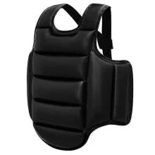 (Black, M Height 140-160cm) Karate Chest Protector Vest MMA Kick Boxing Taekwondo Training Uniform TONGZHOU