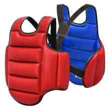 (Red with Blue, S Height 120-140cm) Karate Chest Protector Vest MMA Kick Boxing Taekwondo Training Uniform TONGZHOU