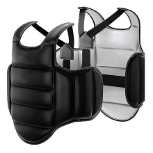 (Black with White, L Height 160-175cm) Karate Chest Protector Vest MMA Kick Boxing Taekwondo Training Uniform TONGZHOU