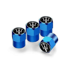 (Style A Blue) 4pcs/lot Aluminum Dustproof Valve Stem Caps for Maserati Ghibli GT Quattroporte Levante