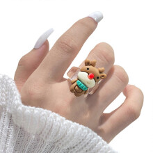 (4090301) Bagues de Noël à motifs de dessins animés, cadeau pour enfants, jeunes femmes et fêtes de fin d'année