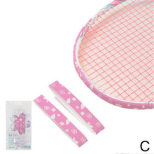 (Pink White) 2pcs Badminton Racket Head Protection Tape Sticker