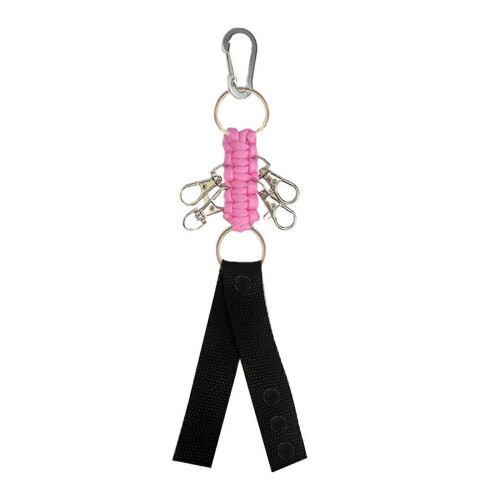 (pink with black) Adjustable Plastic Pom Holder Strap for Cheerleading Backpack Black with Red