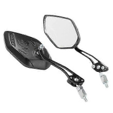 (Black) Flame 8mm 10mm Rearview Side Mirror For Motorcycle Scooter Moped Bike