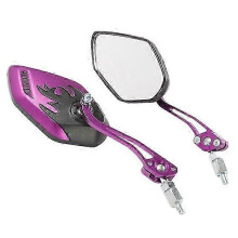 (Purple) Flame 8mm 10mm Rearview Side Mirror For Motorcycle Scooter Moped Bike