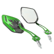 (Green) Flammenförmiger 8mm 10mm Rückspiegel für Motorrad, Roller, Moped