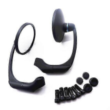 (Dark Grey) Qx 1 Pair 10mm Chrome Round Bar End Rearview Side Mirror Adjustable for Cafe Racer Scooter