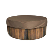 (Brown) Spa Hot Tub Cover Outdoor Waterproof Anti-UV Dust Protection Round 200cm