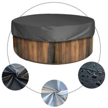 (Grey) Spa Hot Tub Cover Outdoor Waterproof Anti-UV Dust Protection Round 200cm