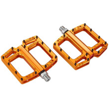 (Orange) Aluminum Alloy Mountain Bike Pedals 3 Seal Bearings Nonslip Wide Flat Enduring Black