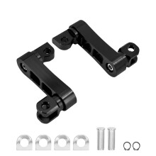 (Black) Adjustable Aluminum Motorcycle Foot Pegs Footrest Easy Install Comfort Ride Black