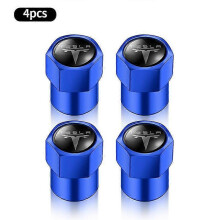 (Blue) 4Pcs Tire Valve Stem Caps Airdust Waterproof for Tesla Model S/3/X/Y Roadster Cybertruck