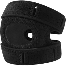 (Black) Patella Tendon Knee Brace Shock Absorb Support Wrap Soccer Basketball Baseball Black